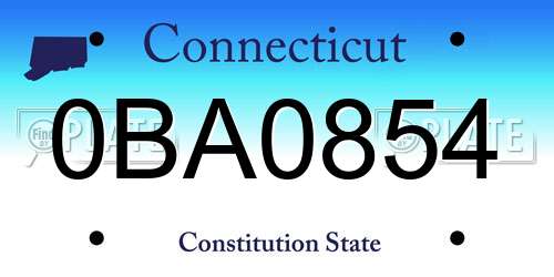 0BA0854 Connecticut License Plate