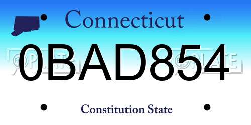 0BAD854 Connecticut License Plate