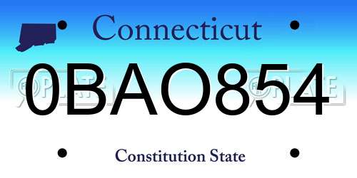 0BAO854 Connecticut License Plate