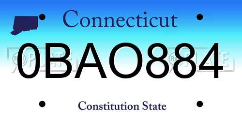 0BAO884 Connecticut License Plate