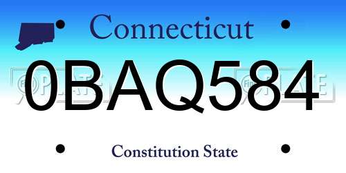 0BAQ584 Connecticut License Plate