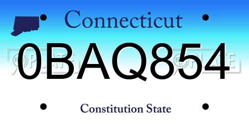0BAQ854 Connecticut License Plate