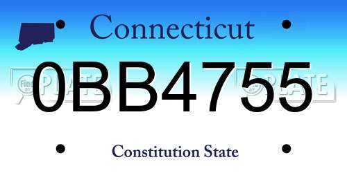 0BB4755 Connecticut License Plate