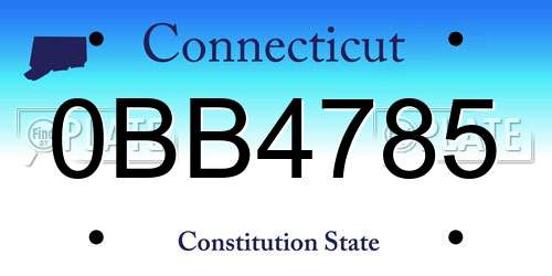 0BB4785 Connecticut License Plate