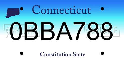 0BBA788 Connecticut License Plate