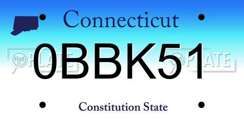 0BBK51 Connecticut License Plate
