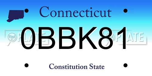 0BBK81 Connecticut License Plate
