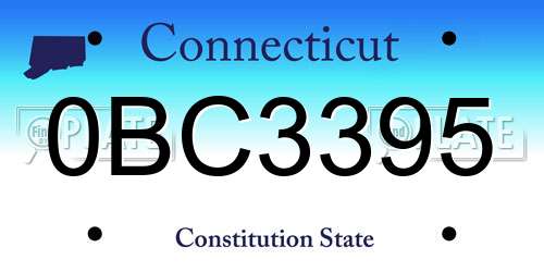 0BC3395 Connecticut License Plate