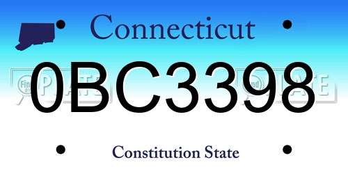 0BC3398 Connecticut License Plate