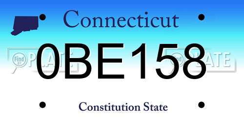 0BE158 Connecticut License Plate