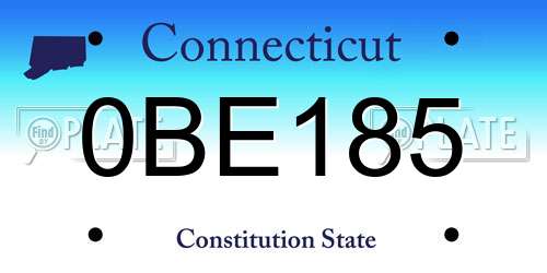 0BE185 Connecticut License Plate