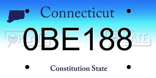 0BE188 Connecticut License Plate
