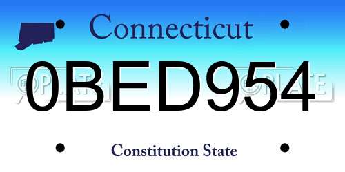 0BED954 Connecticut License Plate
