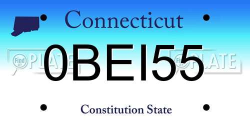0BEI55 Connecticut License Plate