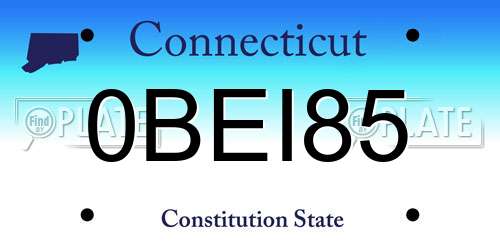 0BEI85 Connecticut License Plate