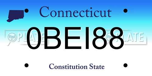 0BEI88 Connecticut License Plate