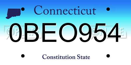 0BEO954 Connecticut License Plate
