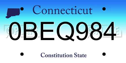 0BEQ984 Connecticut License Plate