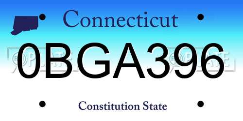 0BGA396 Connecticut License Plate