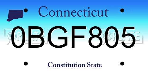 0BGF805 Connecticut License Plate