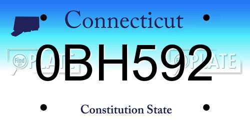 0BH592 Connecticut License Plate