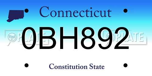 0BH892 Connecticut License Plate
