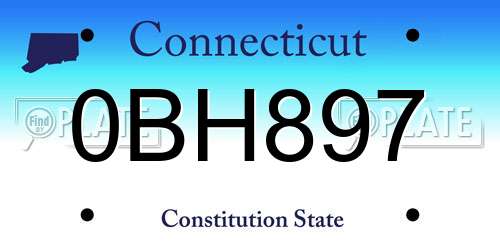 0BH897 Connecticut License Plate