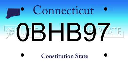 0BHB97 Connecticut License Plate