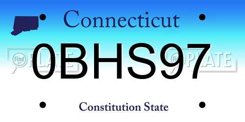 0BHS97 Connecticut License Plate
