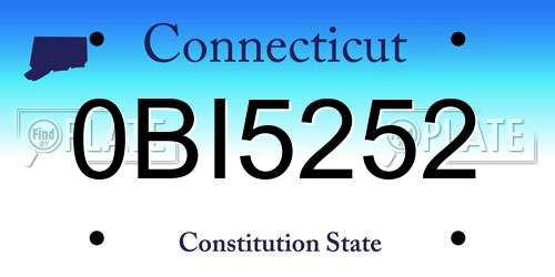 0BI5252 Connecticut License Plate