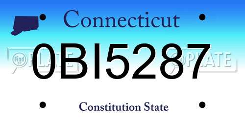 0BI5287 Connecticut License Plate