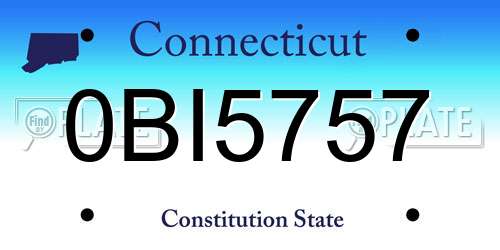 0BI5757 Connecticut License Plate