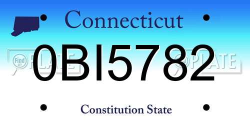 0BI5782 Connecticut License Plate