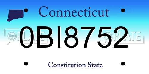 0BI8752 Connecticut License Plate