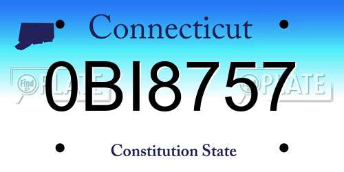 0BI8757 Connecticut License Plate