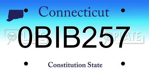 0BIB257 Connecticut License Plate