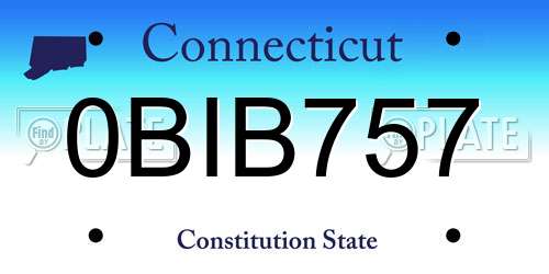0BIB757 Connecticut License Plate