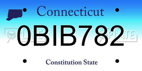 0BIB782 Connecticut License Plate