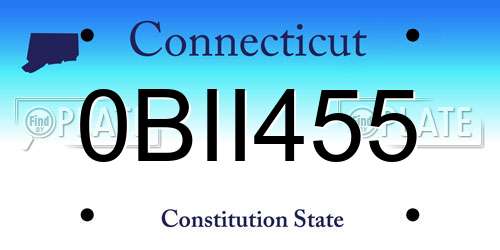 0BII455 Connecticut License Plate