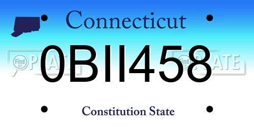 0BII458 Connecticut License Plate