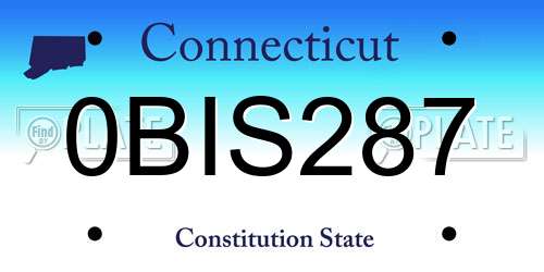 0BIS287 Connecticut License Plate