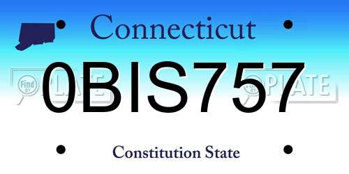 0BIS757 Connecticut License Plate
