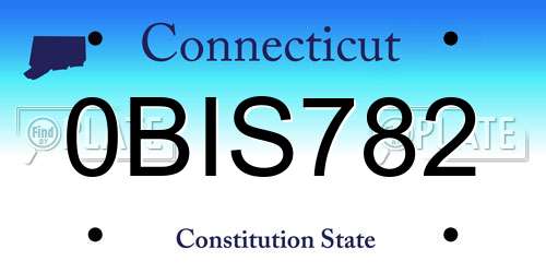 0BIS782 Connecticut License Plate