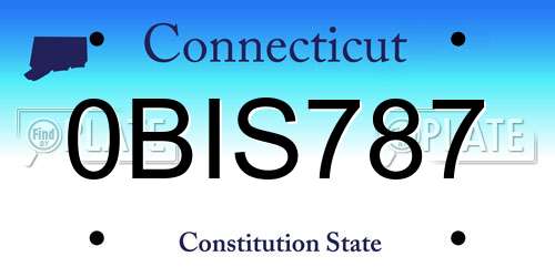 0BIS787 Connecticut License Plate