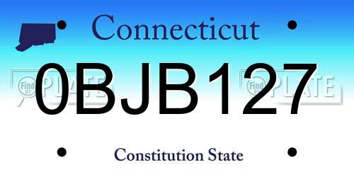 0BJB127 Connecticut License Plate