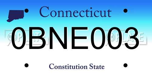 0BNE003 Connecticut License Plate