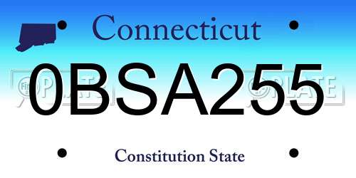 0BSA255 Connecticut License Plate