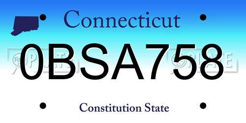 0BSA758 Connecticut License Plate
