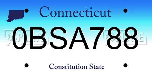 0BSA788 Connecticut License Plate