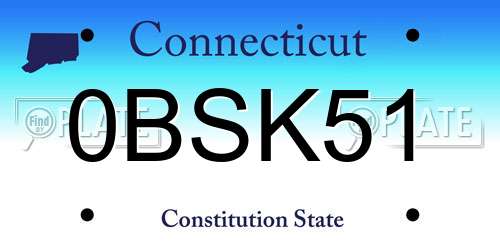 0BSK51 Connecticut License Plate